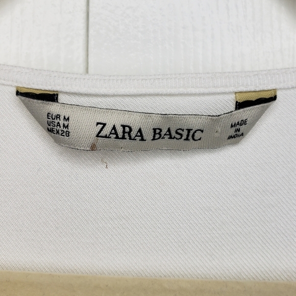 Zara Top M Contrast Embroidery Babydoll Boho Lace Front Bohemian Cottagecore - Picture 12 of 13
